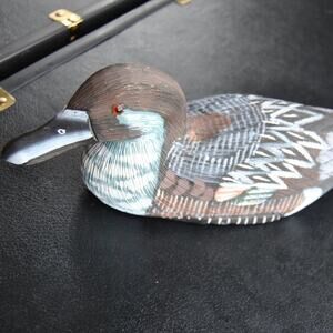 Carved Wooden Mallard Brown & Blue + Hand Painted 14"x3.5"